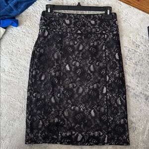 H&M Black Lace Pencil Skirt